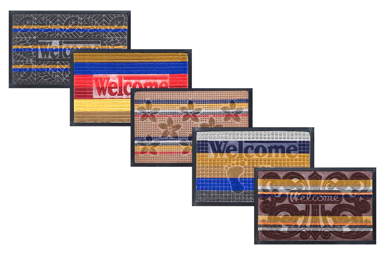 Килимок гумовий прямокутний "Welcome" з тисненням різнокольоровий 400х600мм (124212)