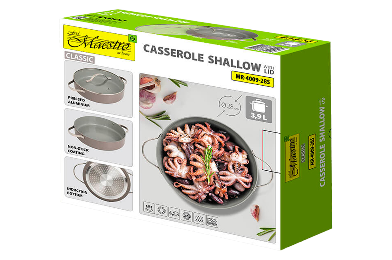 Каструля антипригарна Maestro 280мм x 3.9л низька Ceramic (MR-4009-28S)
