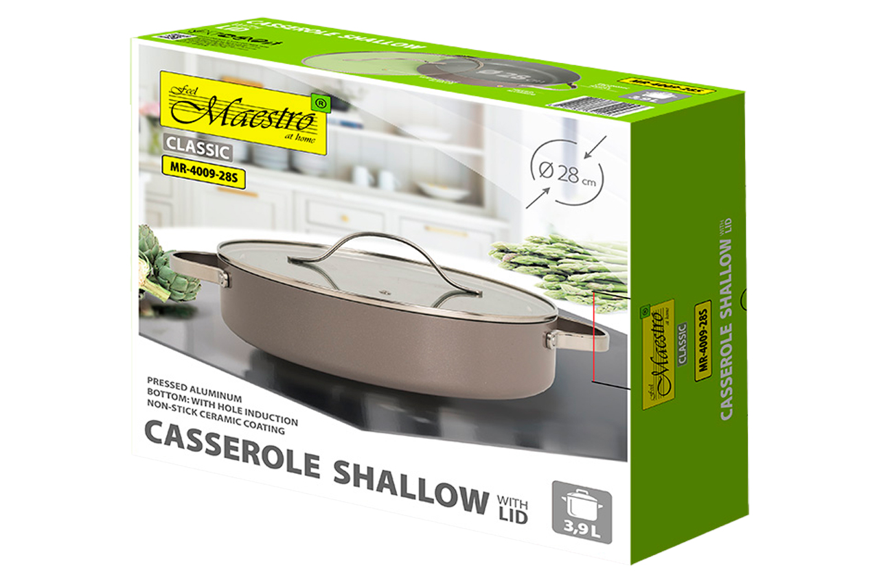 Каструля антипригарна Maestro 280мм x 3.9л низька Ceramic (MR-4009-28S)