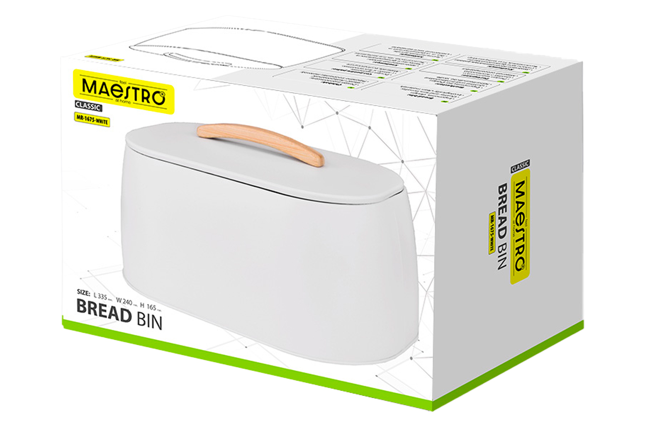 Хлібниця Maestro *355 x 240 x 165мм біла (MR-1675-WHITE)