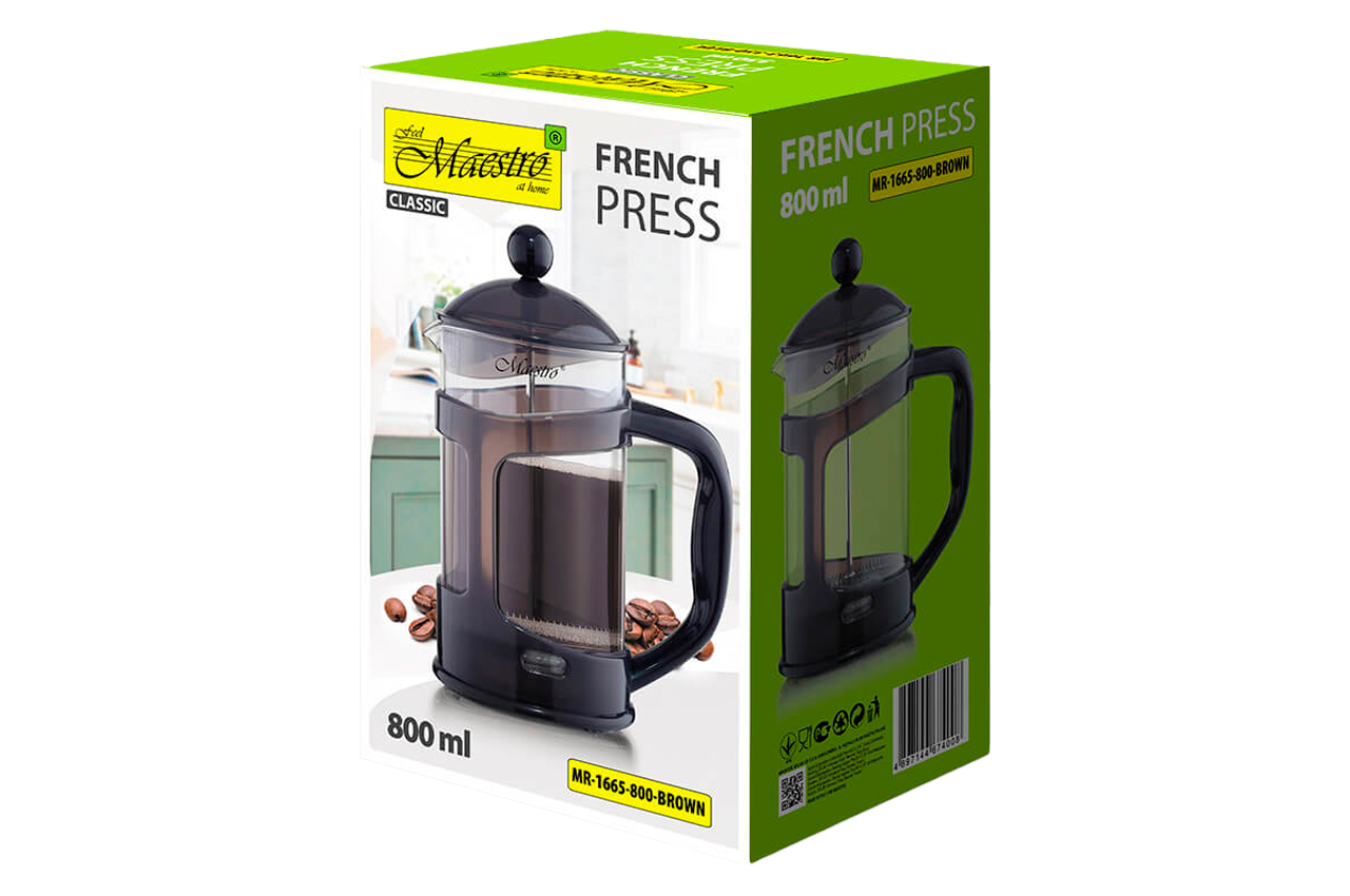 Френч-прес Maestro 800мл I пластик коричневий (MR-1665-800-BROWN)