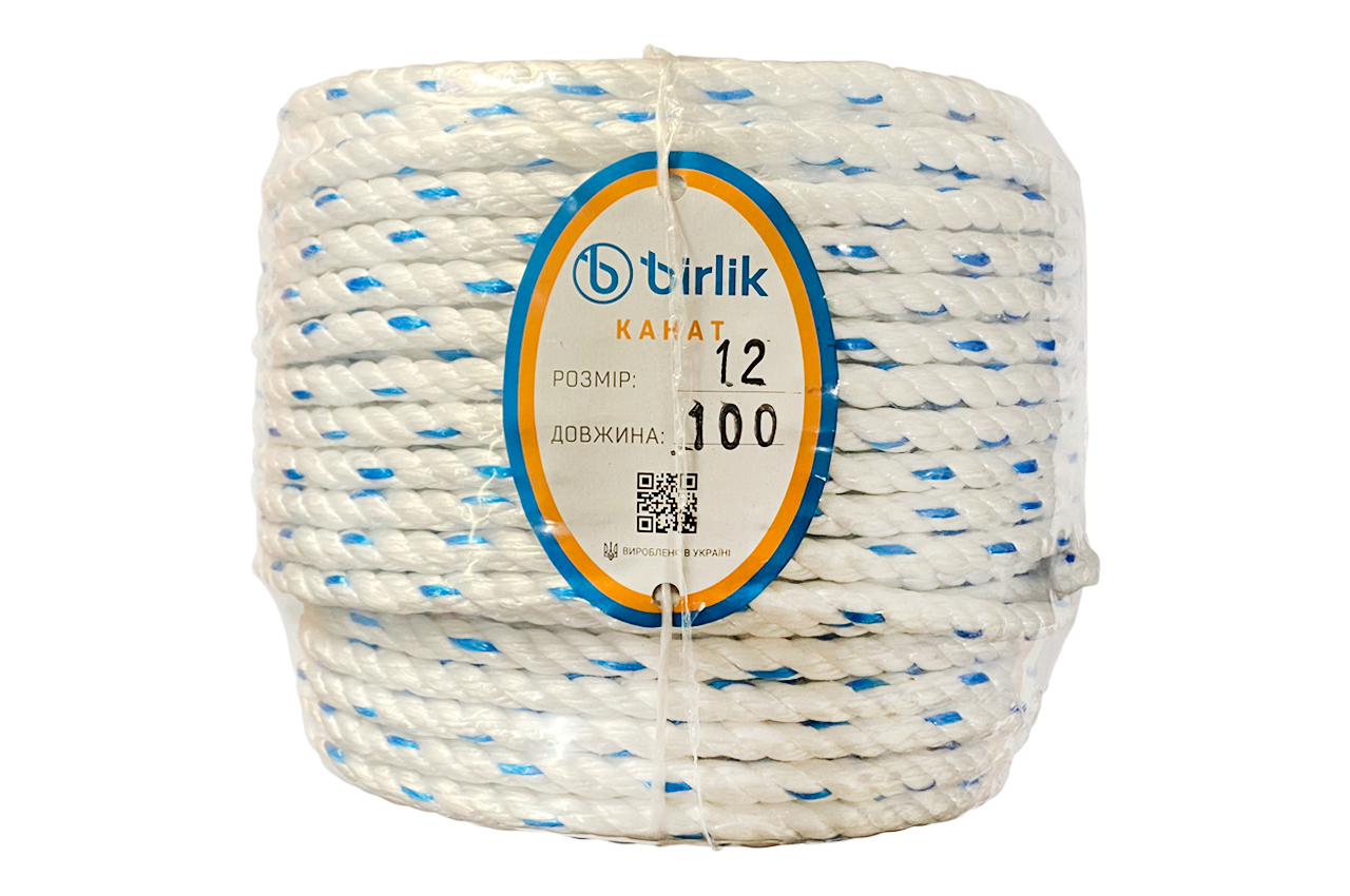 Канат поліпропіленовий Birlik 12мм x 100м (КП12100)