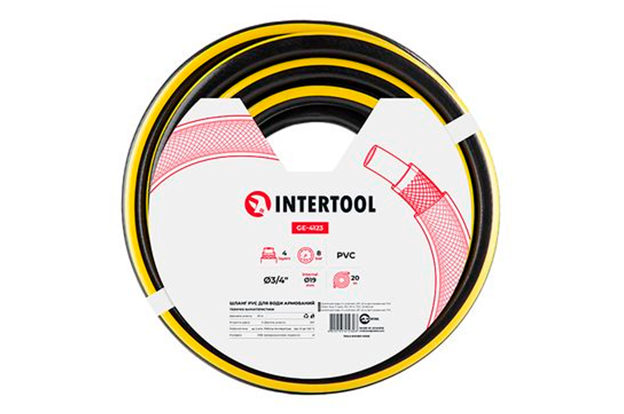 Шланг поливальний Intertool 3/4" x 20м зебра (GE-4123)