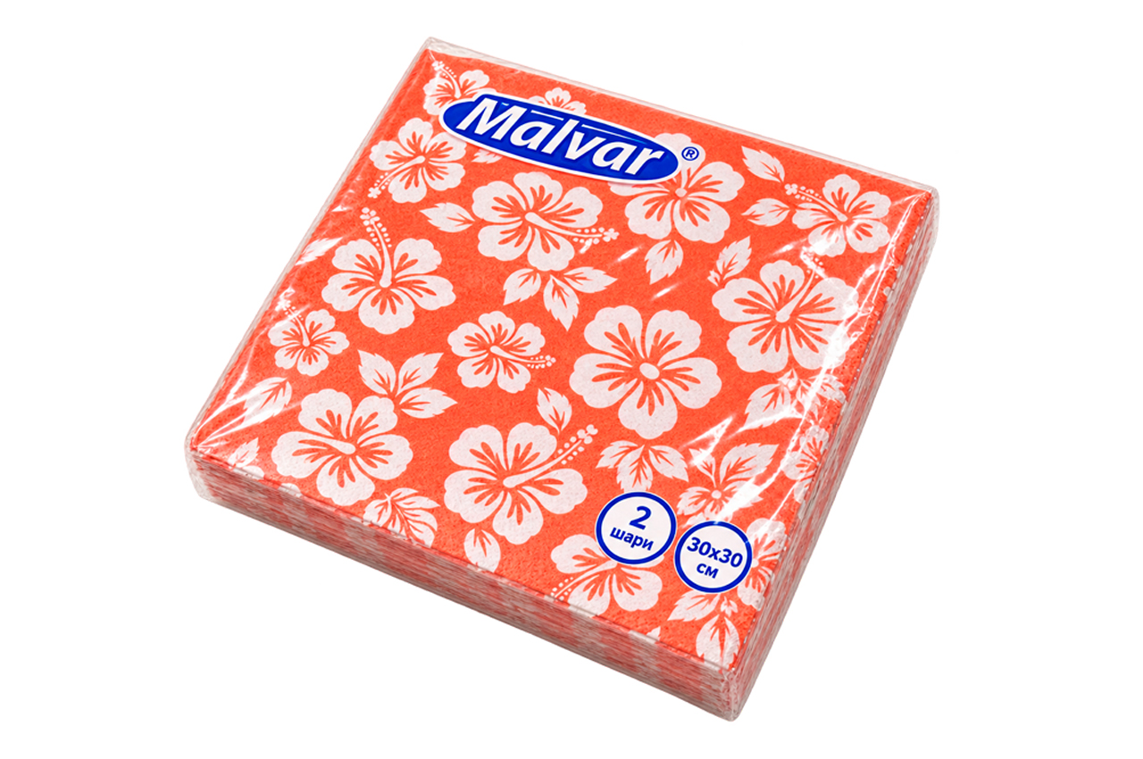 Серветка паперова 2-х шарова Malvar 30 х 30см "КВІТИ" (20шт) (1460258)