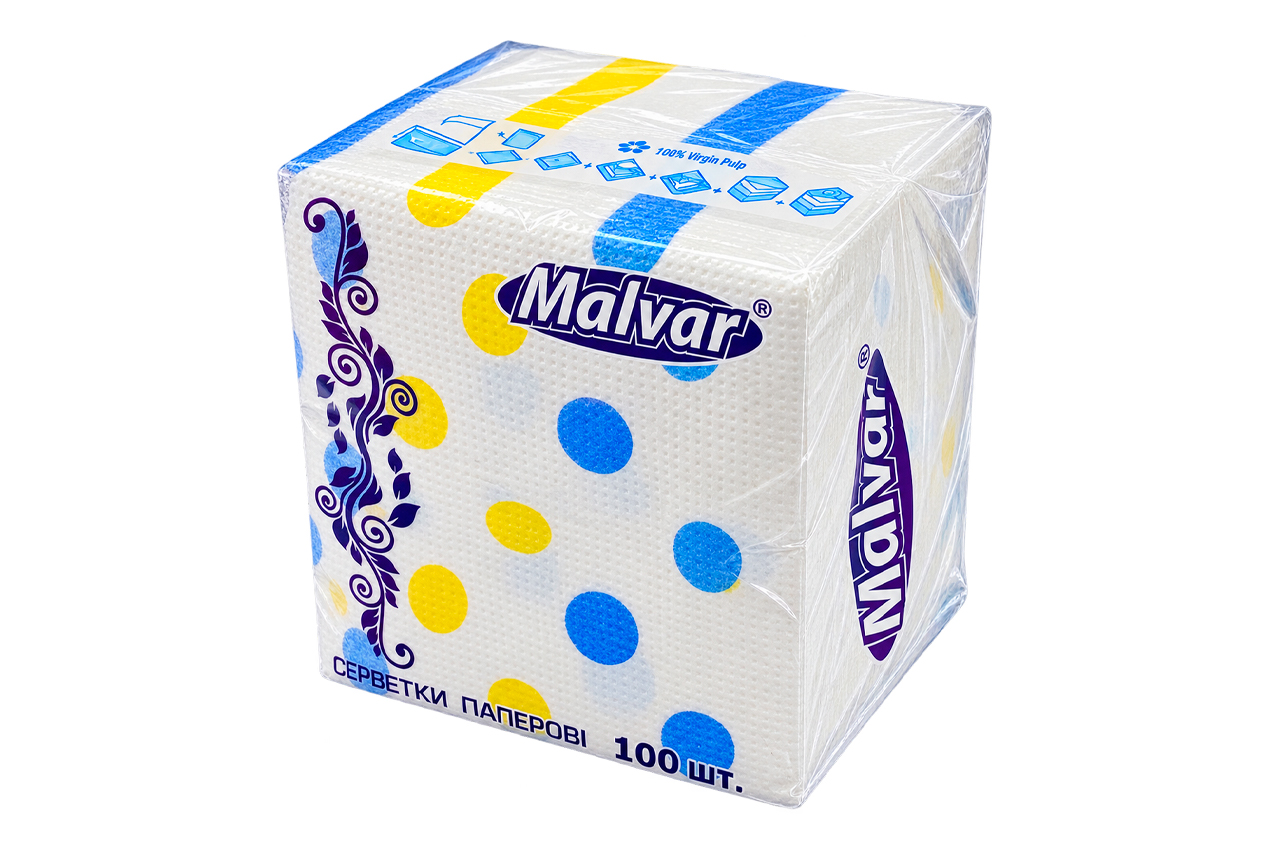 Серветка паперова Malvar "ГОРОШЕК" (100шт) (7530120Г)