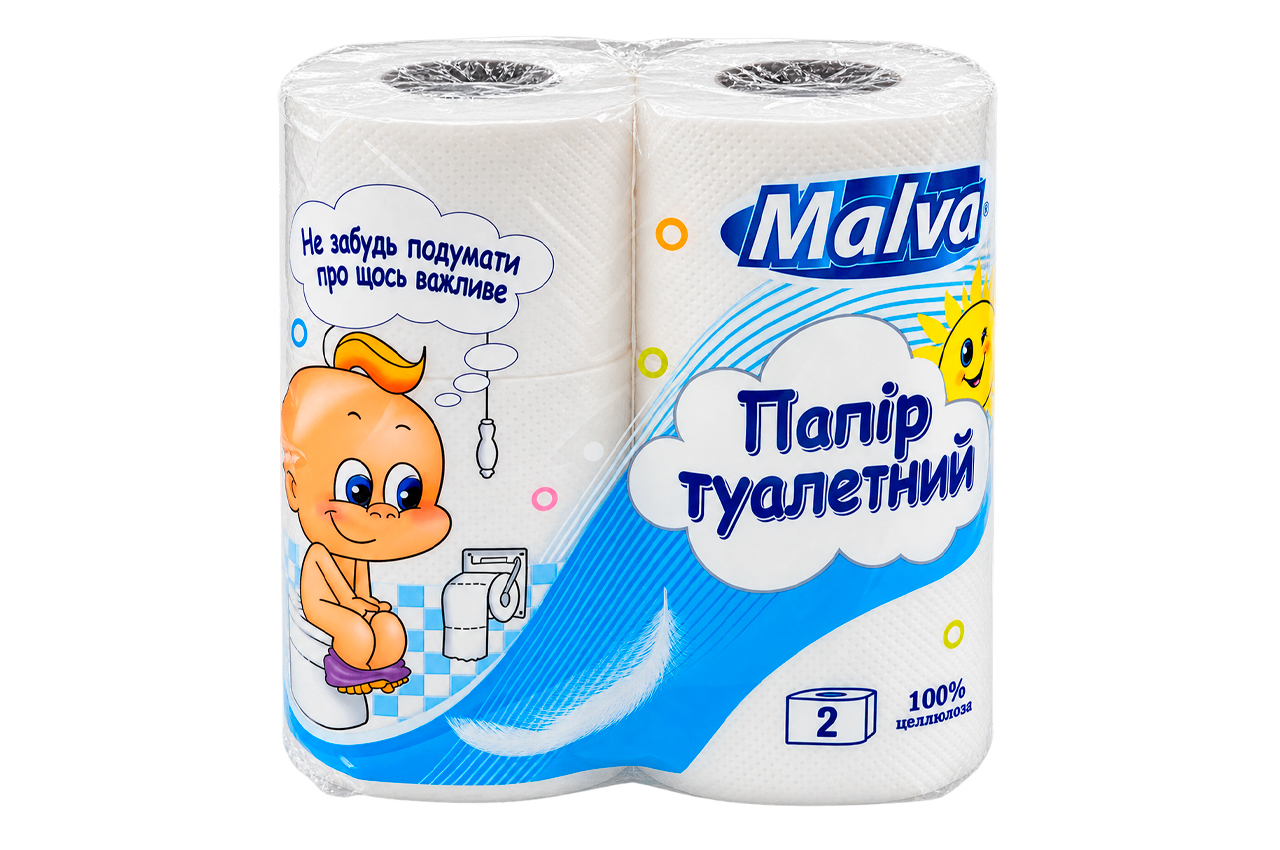 Туалетний папір Malvar (90мм) 2-х шаровий "МАЛЮК" (4шт) (1460692)
