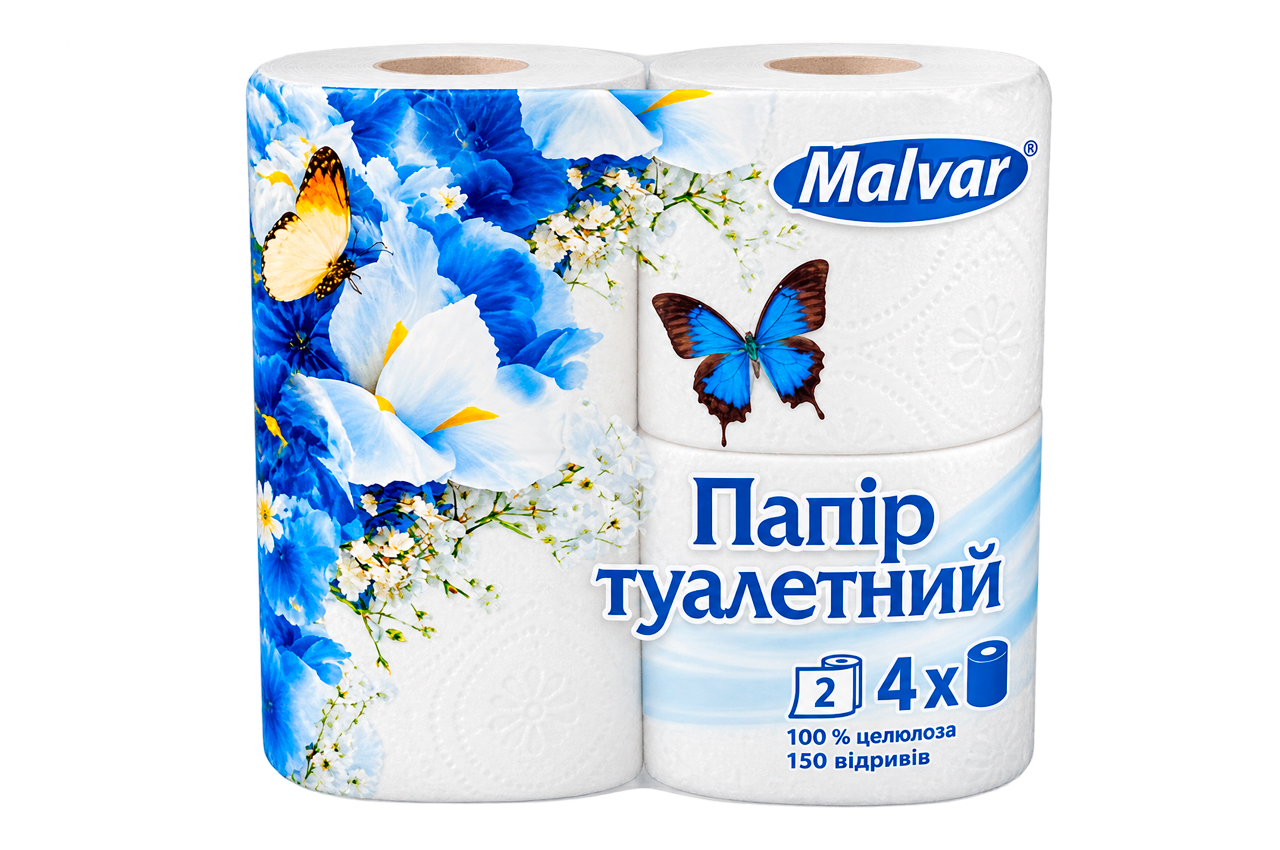 Туалетний папір Malvar (98мм) 2-х шаровий (4шт) (7530168)