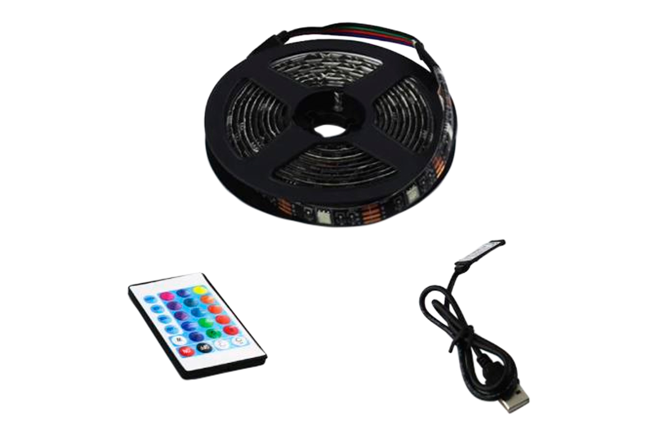 Светодиодная LED лента с пультом 5м RGB 5050 (питиние от USB) (S-7503)